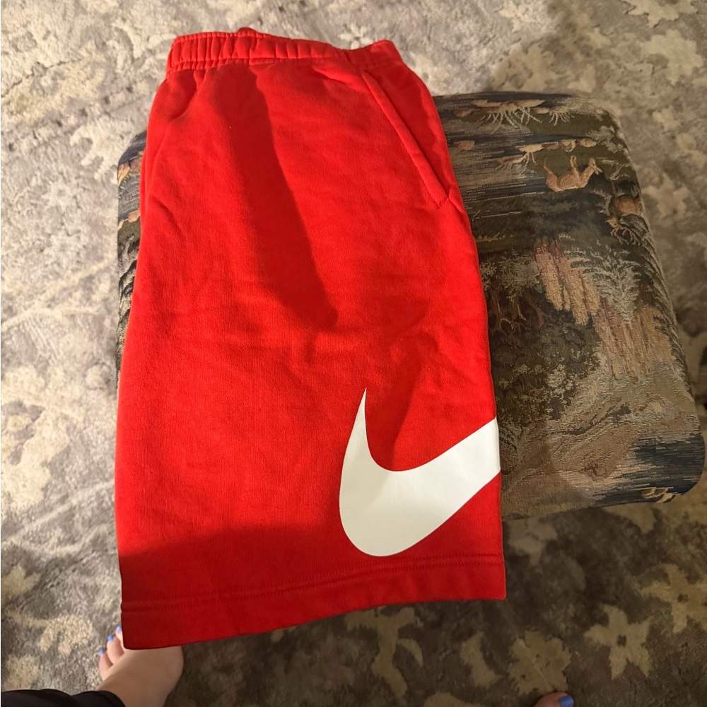 Nike Men’s Bright Red Sweat Shorts with White Logo